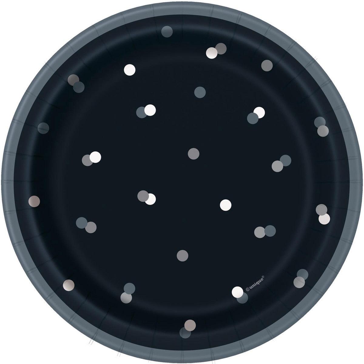 Black And Silver 8 x 18cm (7") Paper Plates