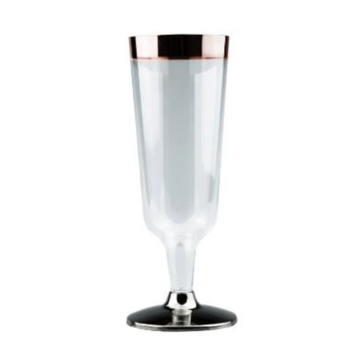 Champagne Glass With Rose Gold Rim Clear Base 150ml Pk6
