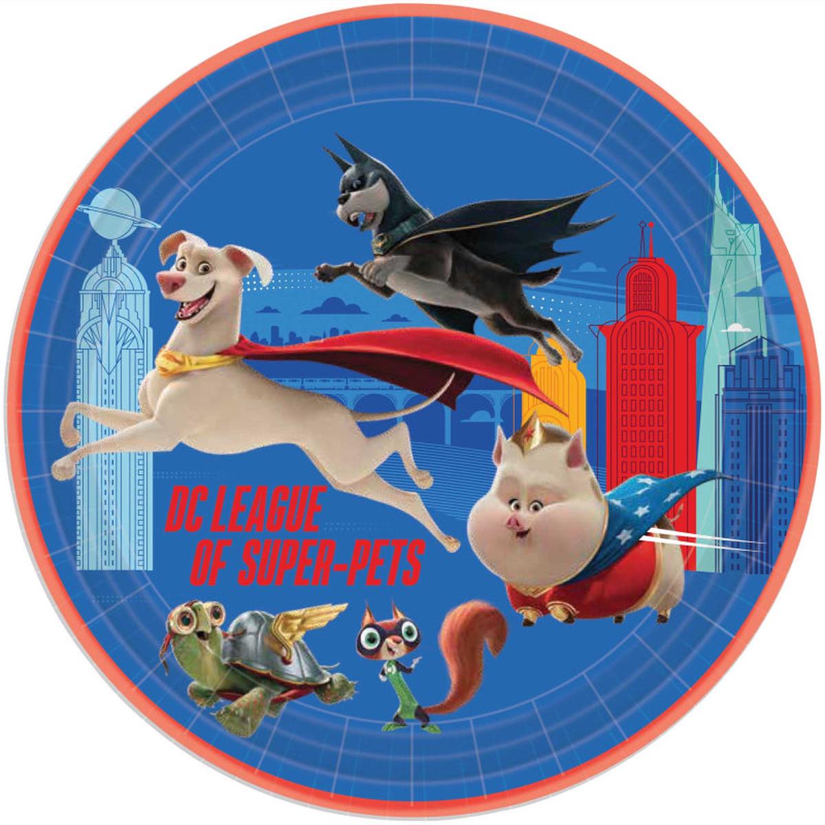DC Super Hero Pets 23cm Round Paper Plates Pk8