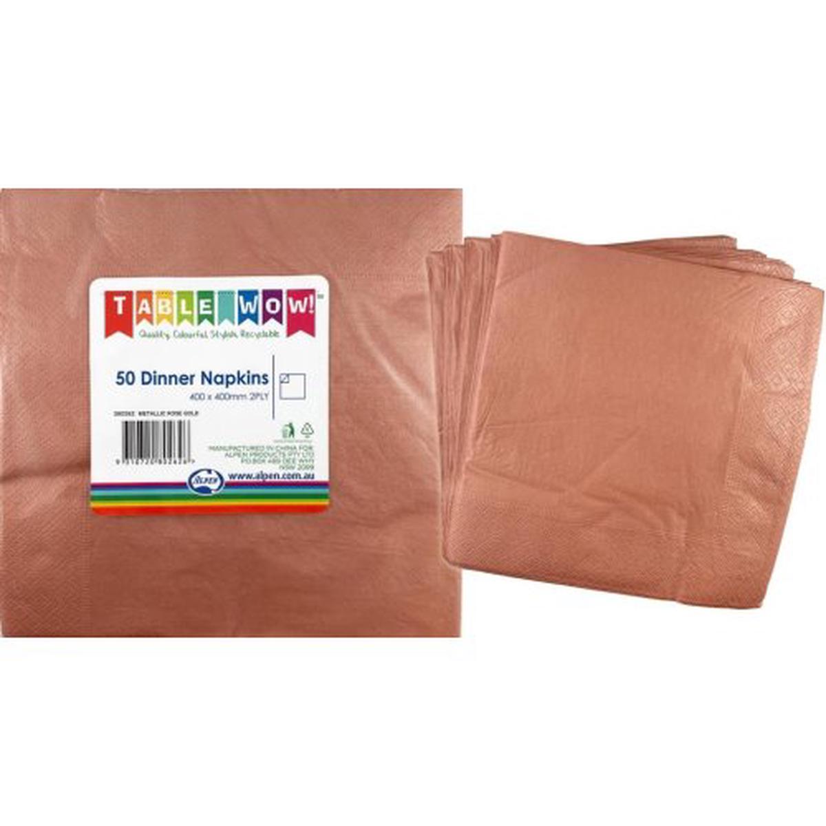 Dinner Napkin Rose Gold 40x40cm 2ply 50pk