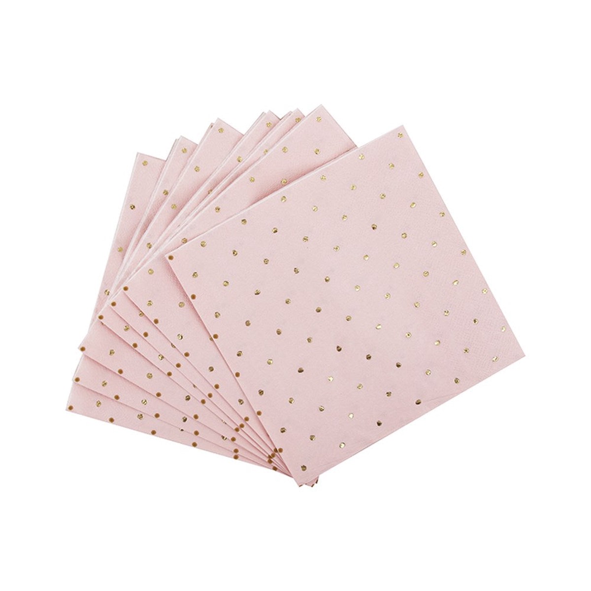 Dotty Napkin With Gold Pink 33X33 Pk Of 20