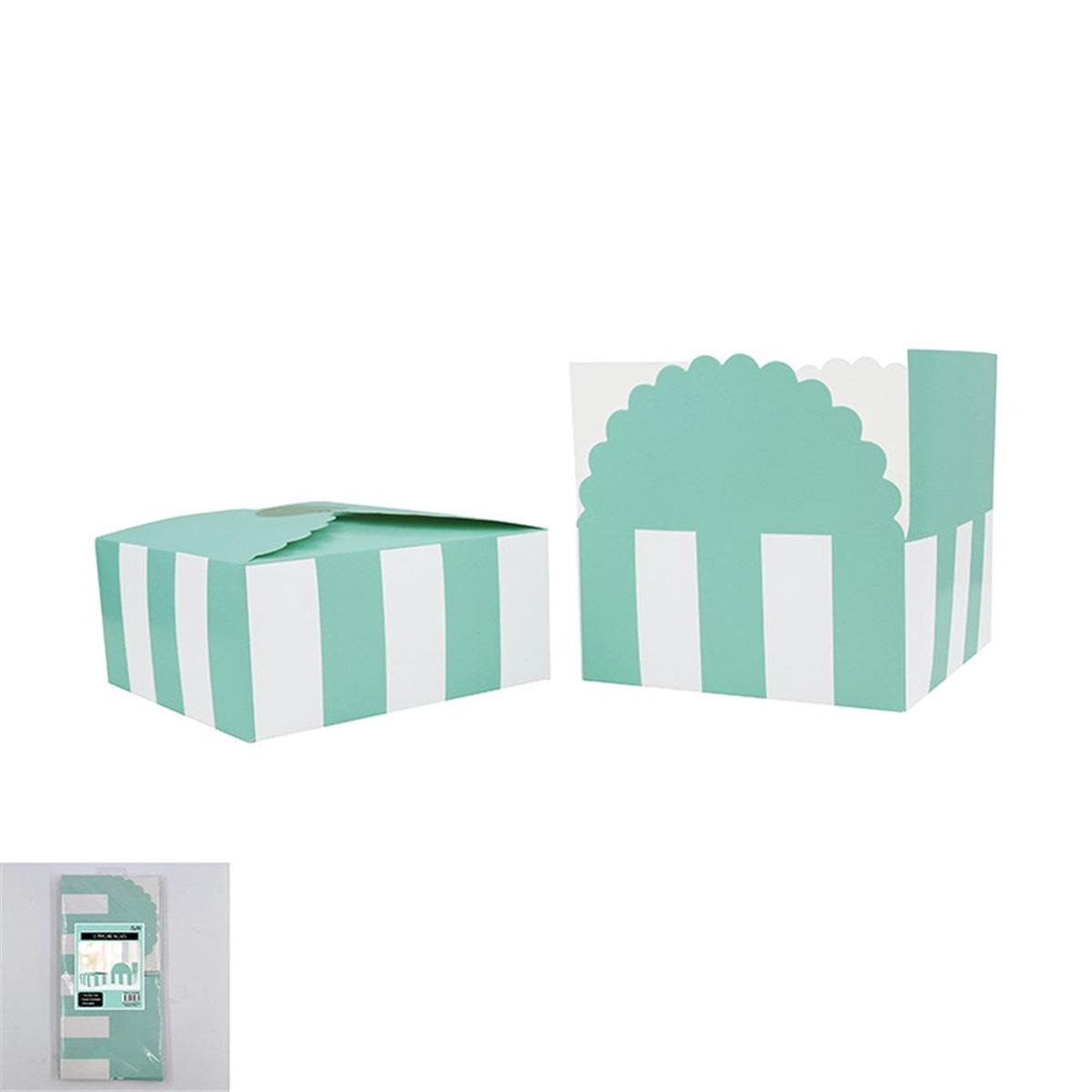 Favour Boxes Mint Striped 6Pk 15X15X7Cm