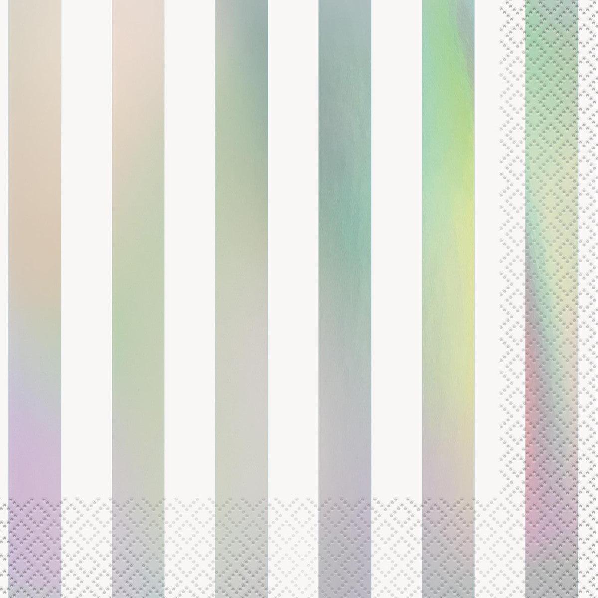 Foil Stamped Stripes Iridescent 16 Luncheon Napkins 2ply 33cm x 33cm