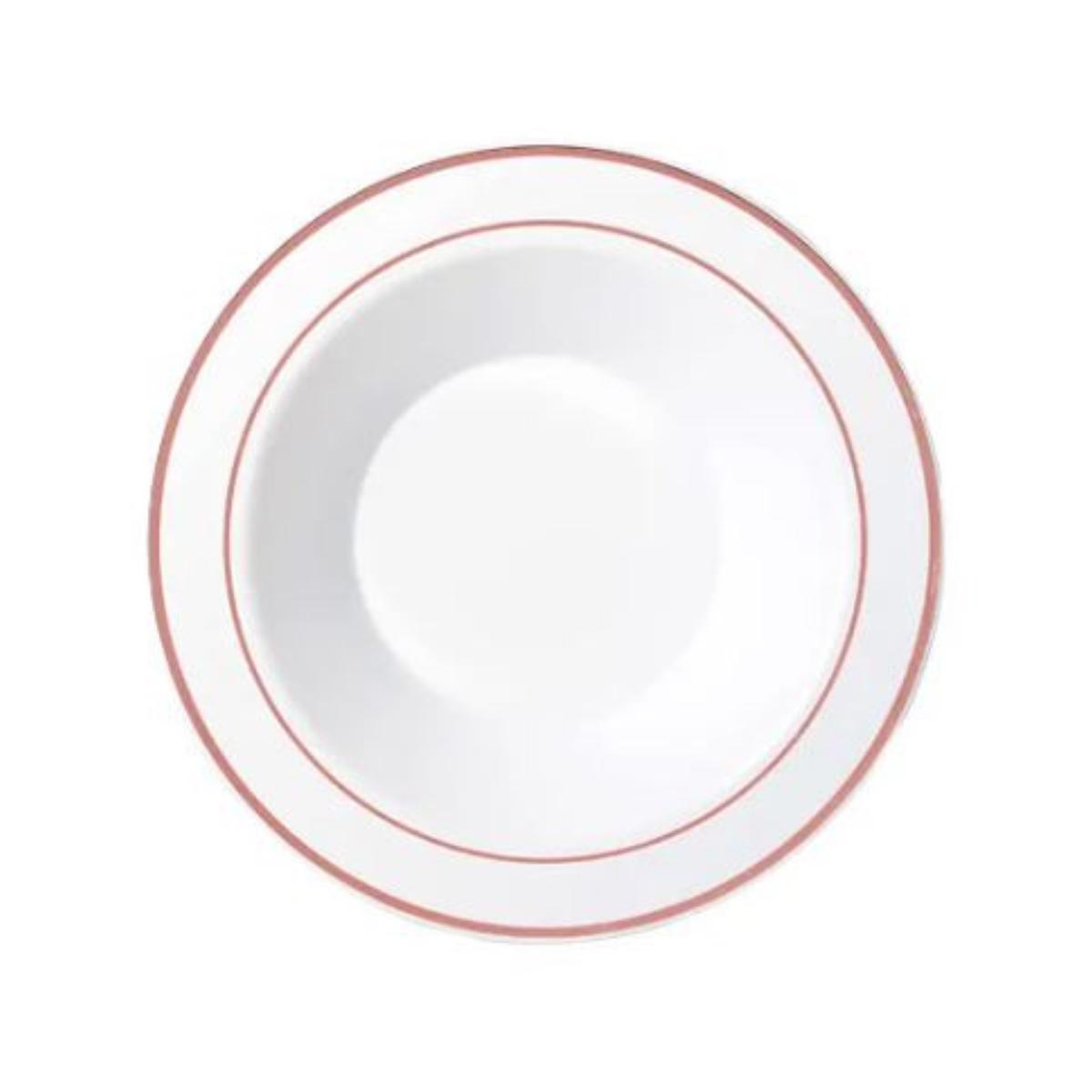 Heavy Duty White Bowl With Rose Gold Lining 19cm Pk6