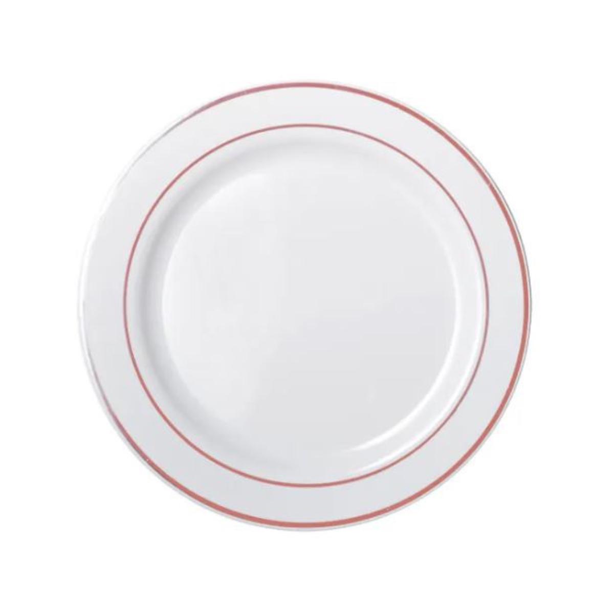 Heavy Duty White Lunch Plate With Rose Gold Lining 19cm Pk6