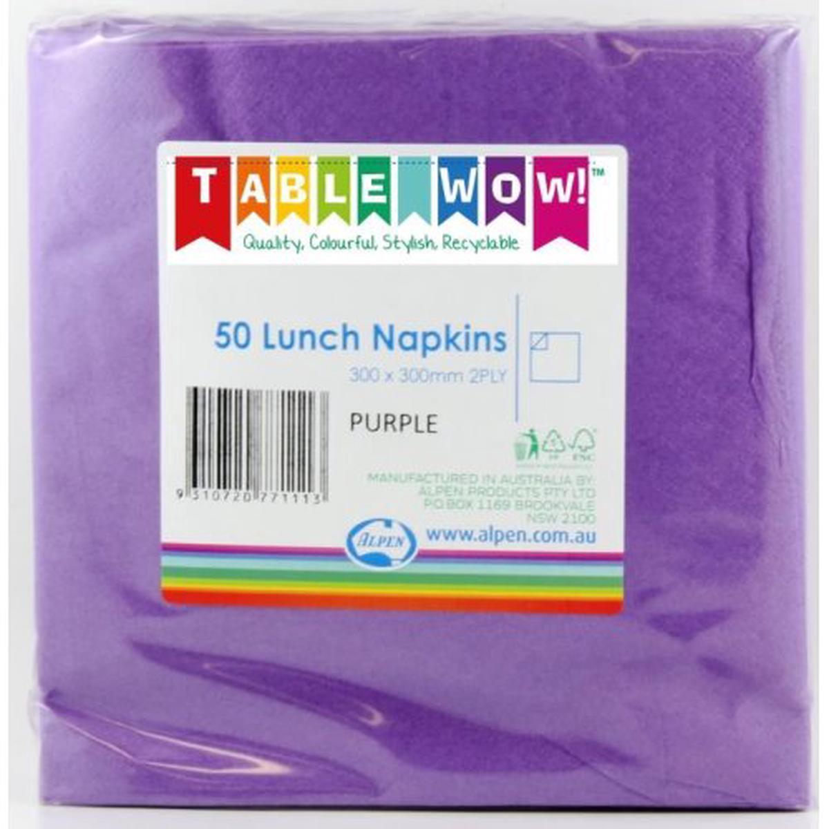 Lunch Napkin Purple 30x30cm 2ply 50pk