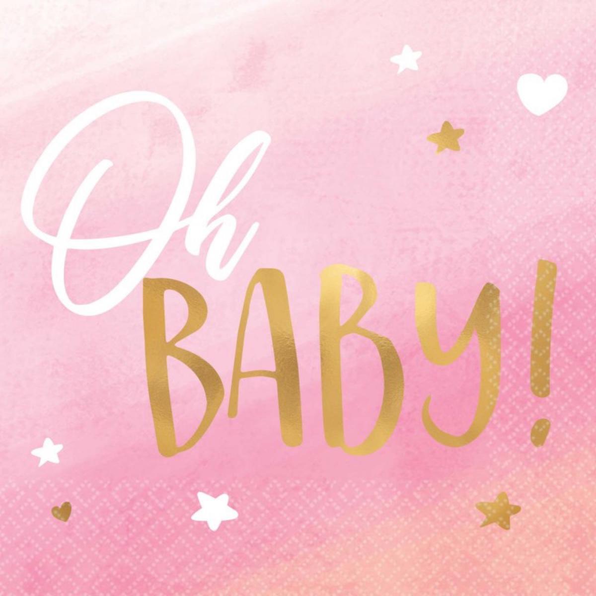 Oh Baby Girl Beverage Napkins Hot Stamped 16pk
