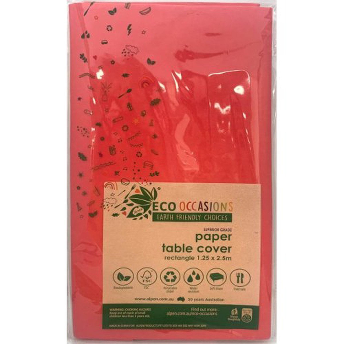 Paper Tablecover Rectangle 250X125 RED