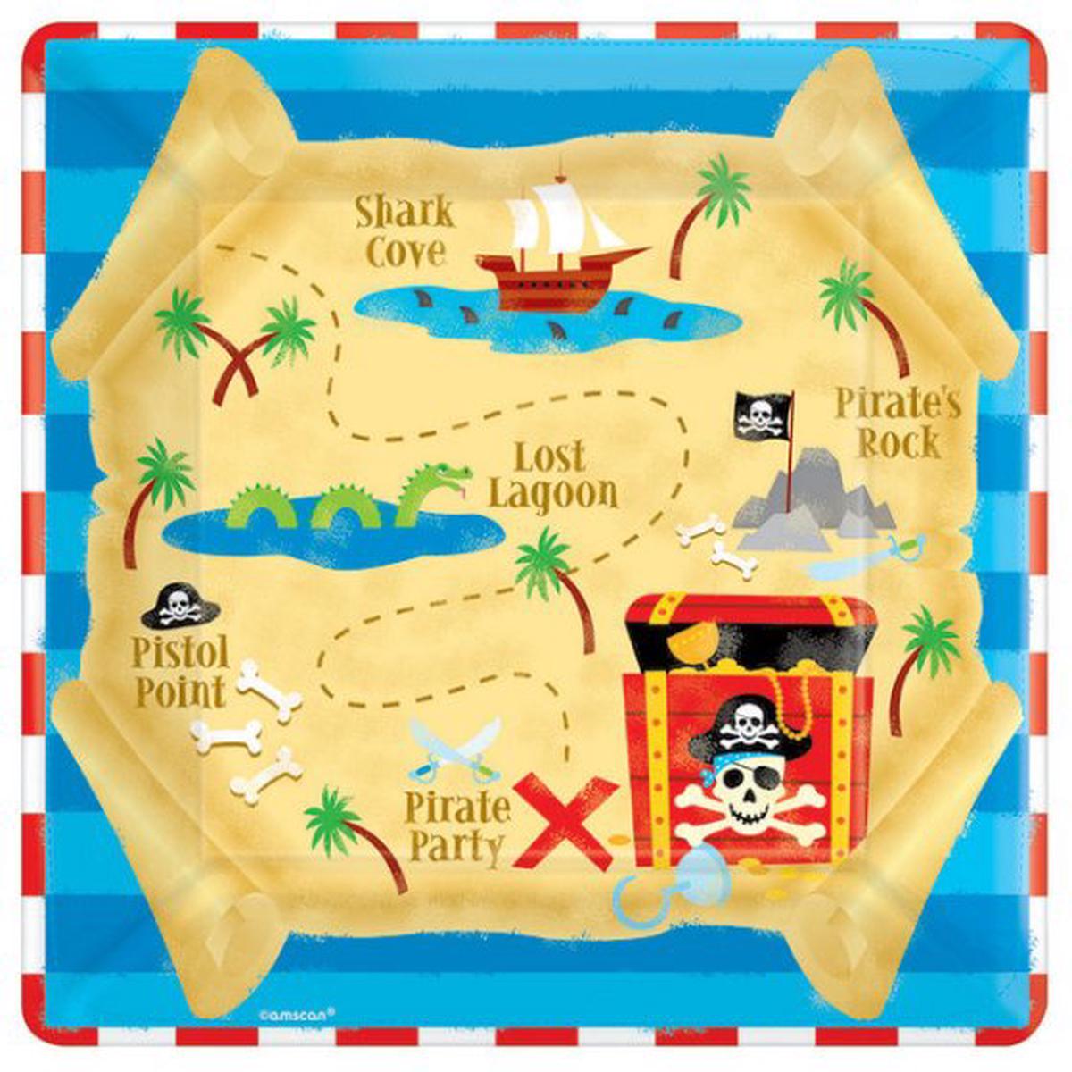 Pirate s Treasure Square Paper Plates 23cm 8pk