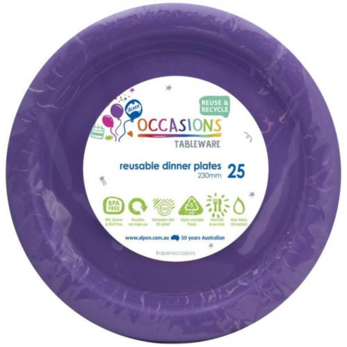 Reusable Dinner Plate 23cm Lavender 20Pk
