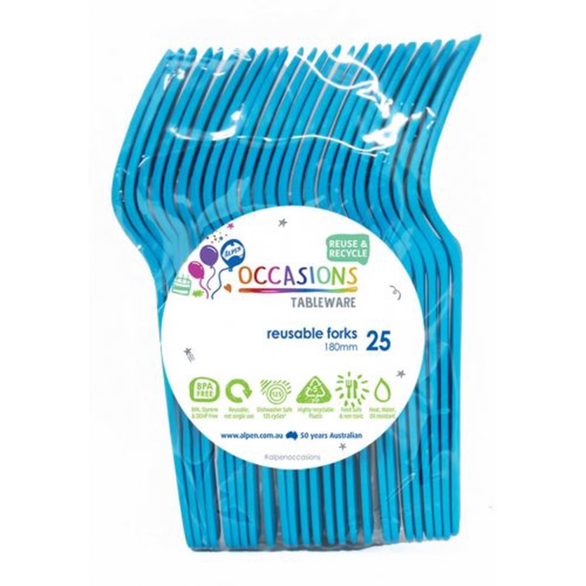 Reusable Forks Azure Blue 20Pk