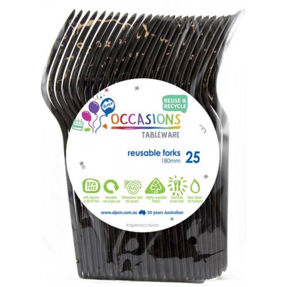 Reusable Forks Black 20Pk