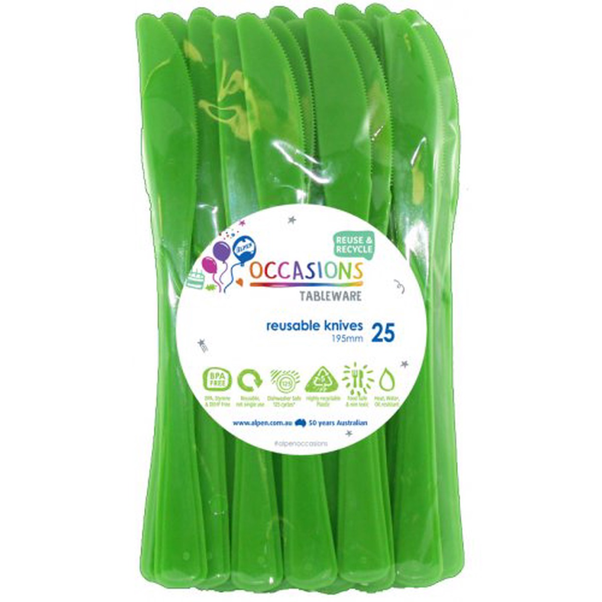 Reusable Knives Lime 20Pk