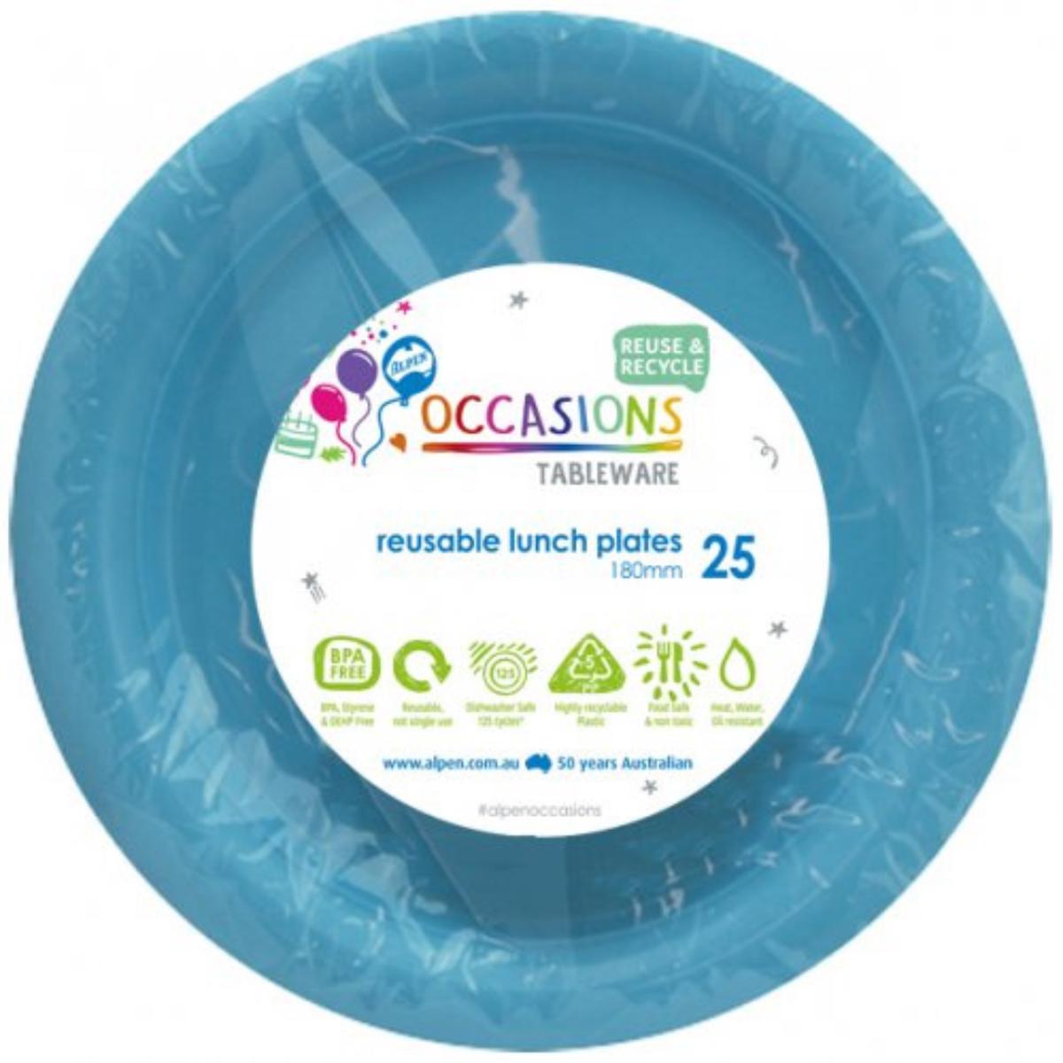Reusable Lunch Plate 18cm Light Blue 20Pk