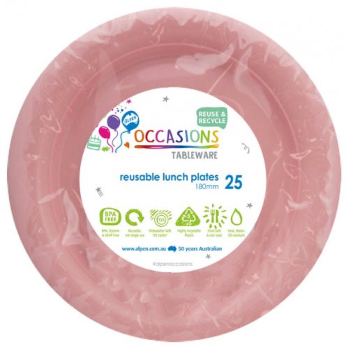 Reusable Lunch Plate 18cm Light Pink 20Pk