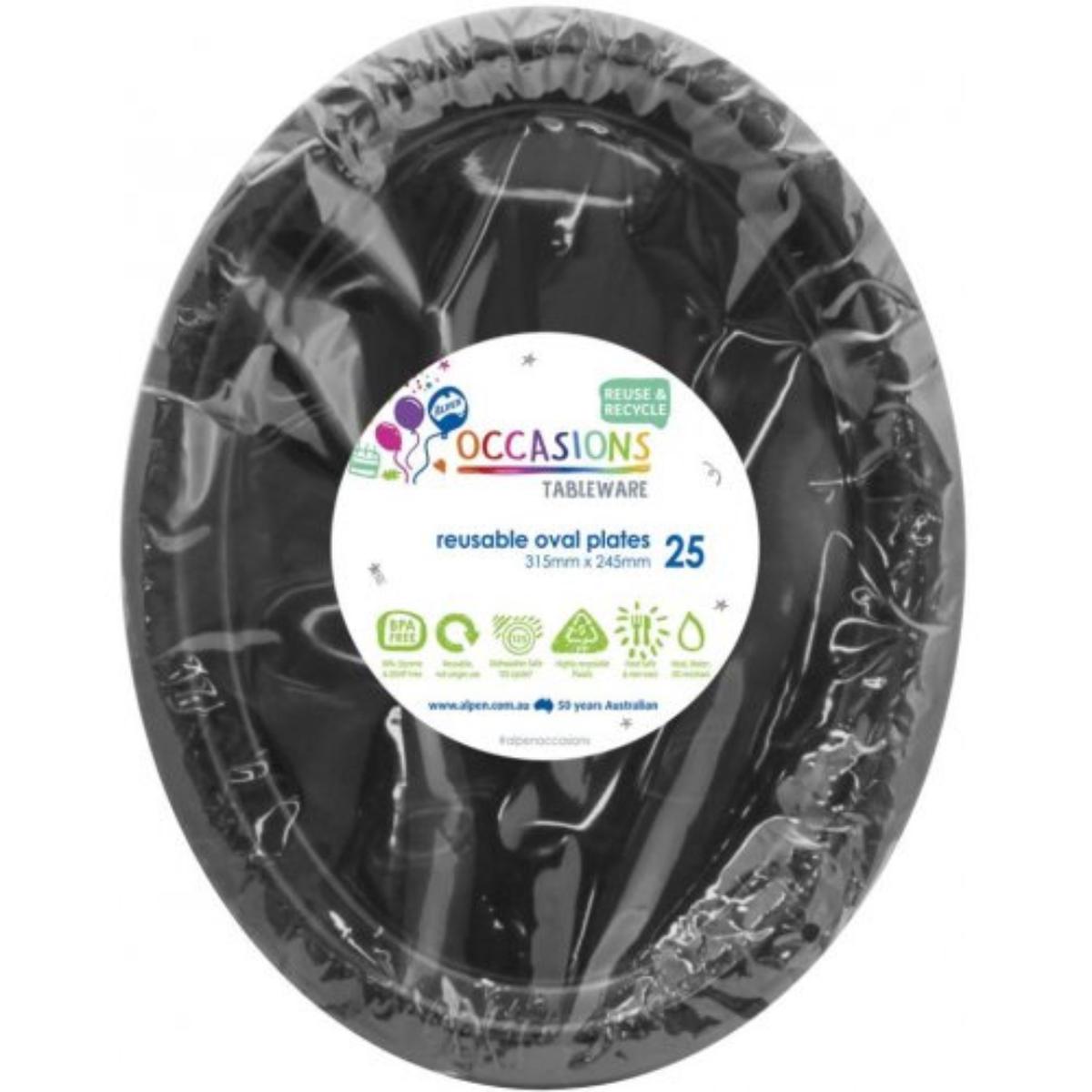 Reusable Oval Plate 31.5cm Black 20Pk