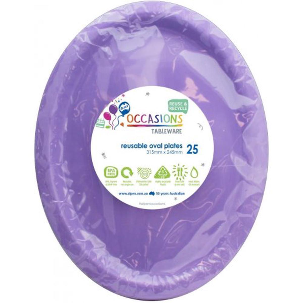 Reusable Oval Plate Lavender 31.5cm 20Pk
