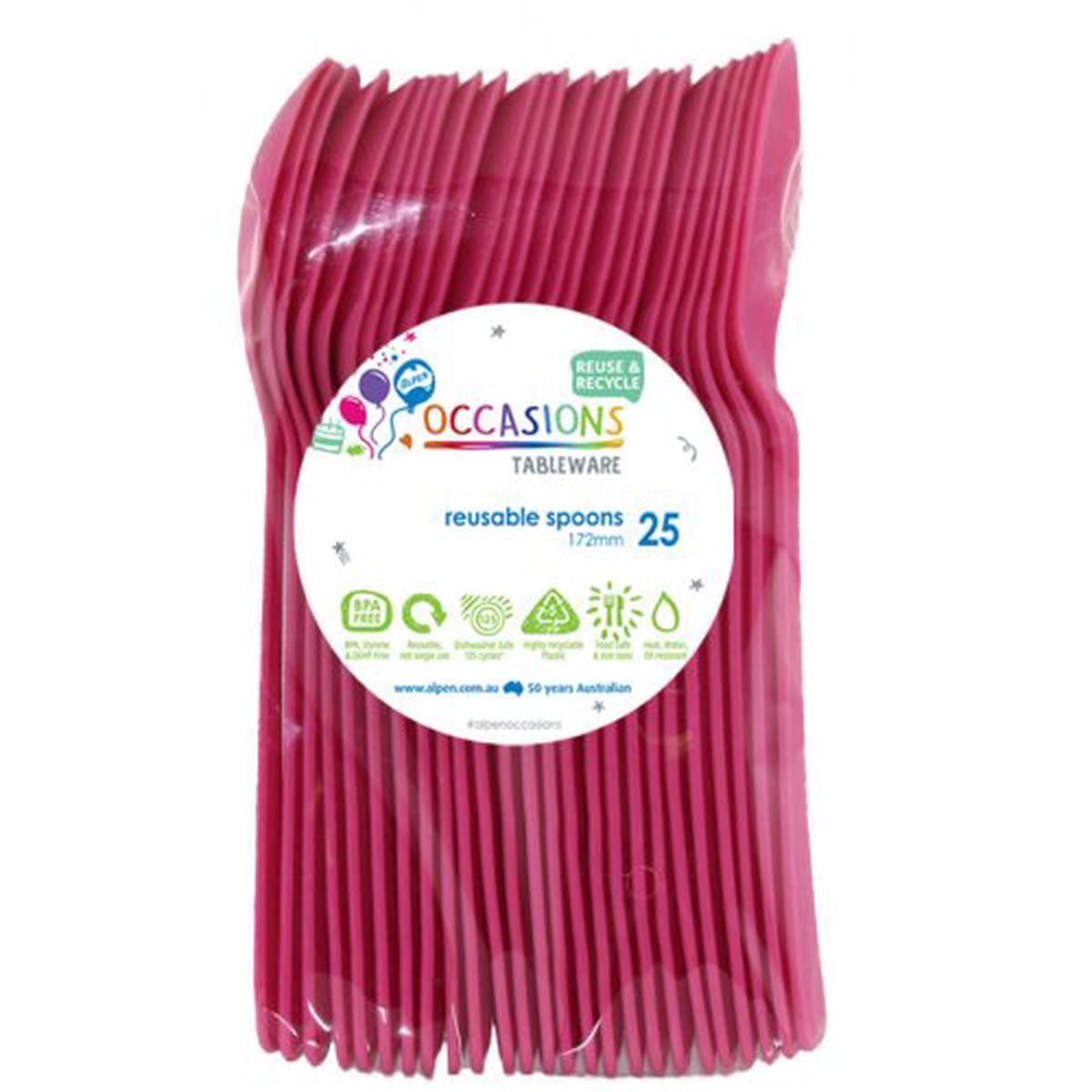 Reusable Spoons Magenta 20Pk