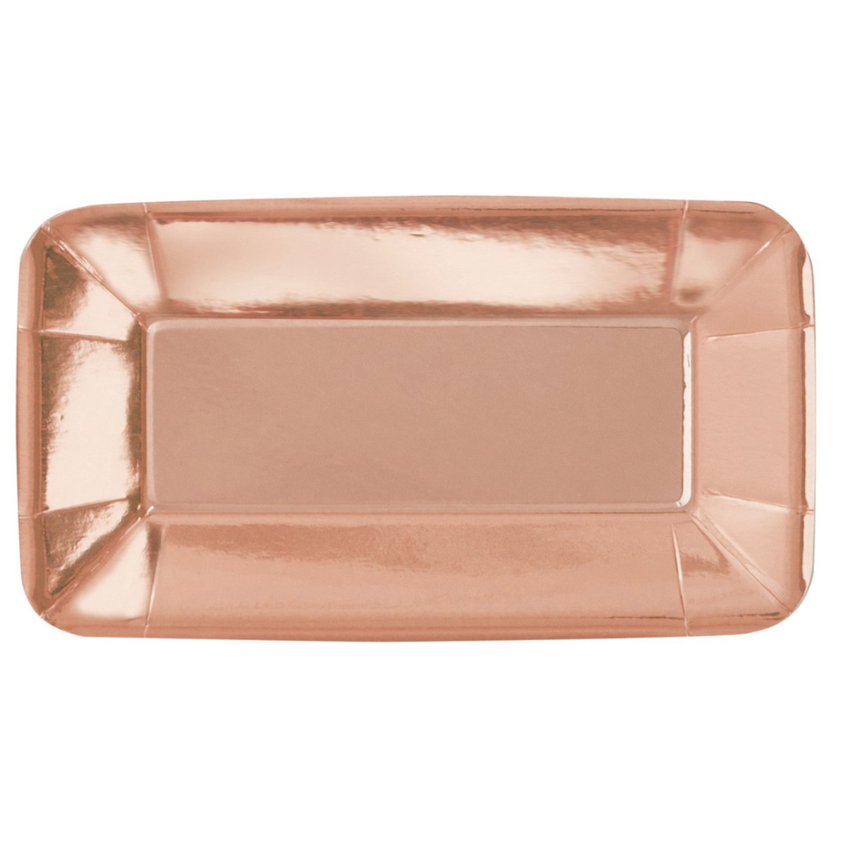 Rose Gold 23cm x 13cm Rectangle Appetizer Paper Plates 8pk