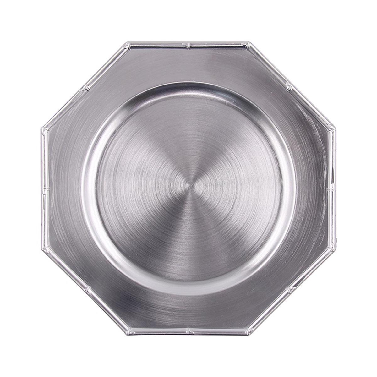 Silver Bamboo Trim Charger Plate 33Cm
