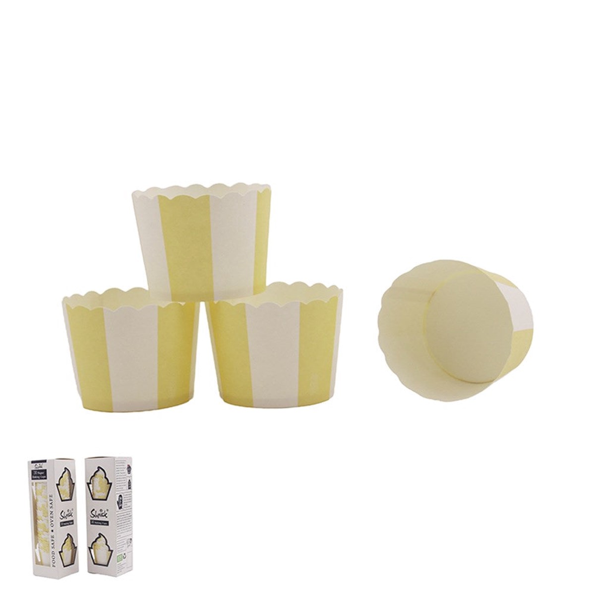 Baking Cups Yellow Stripe 30Pk