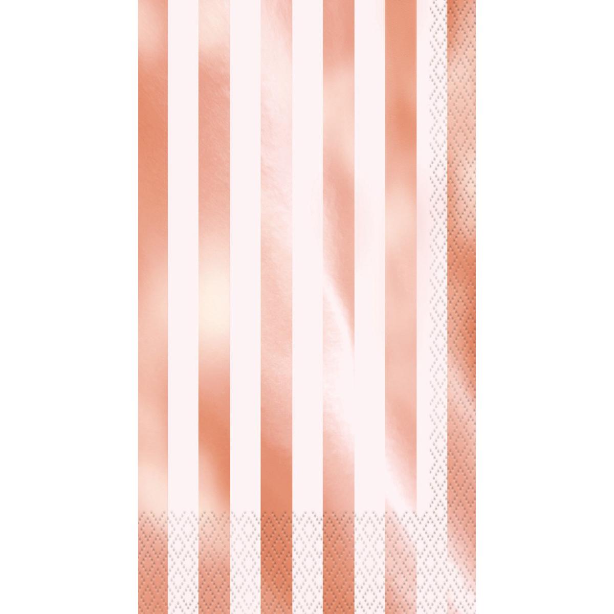 Foil Stamped Stripes Rose Gold 16 Guest Napkins 3 ply 40cm x 23.4cm