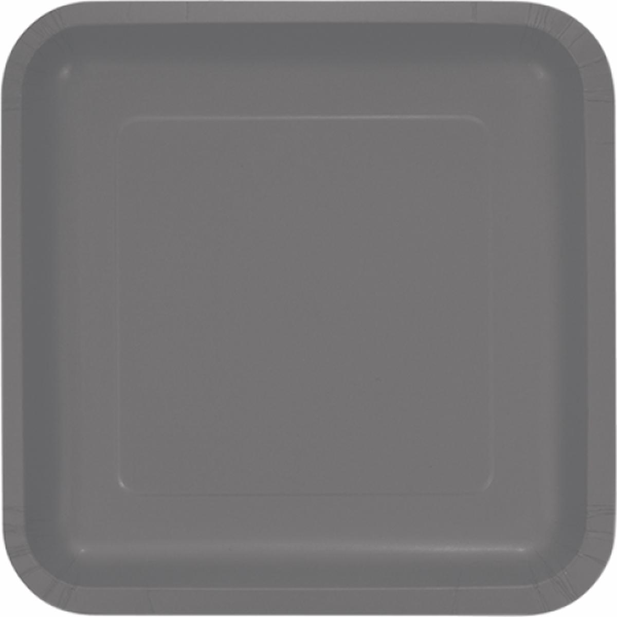 Glamour Gray Square Dinner Plates Paper 23cm 18pk