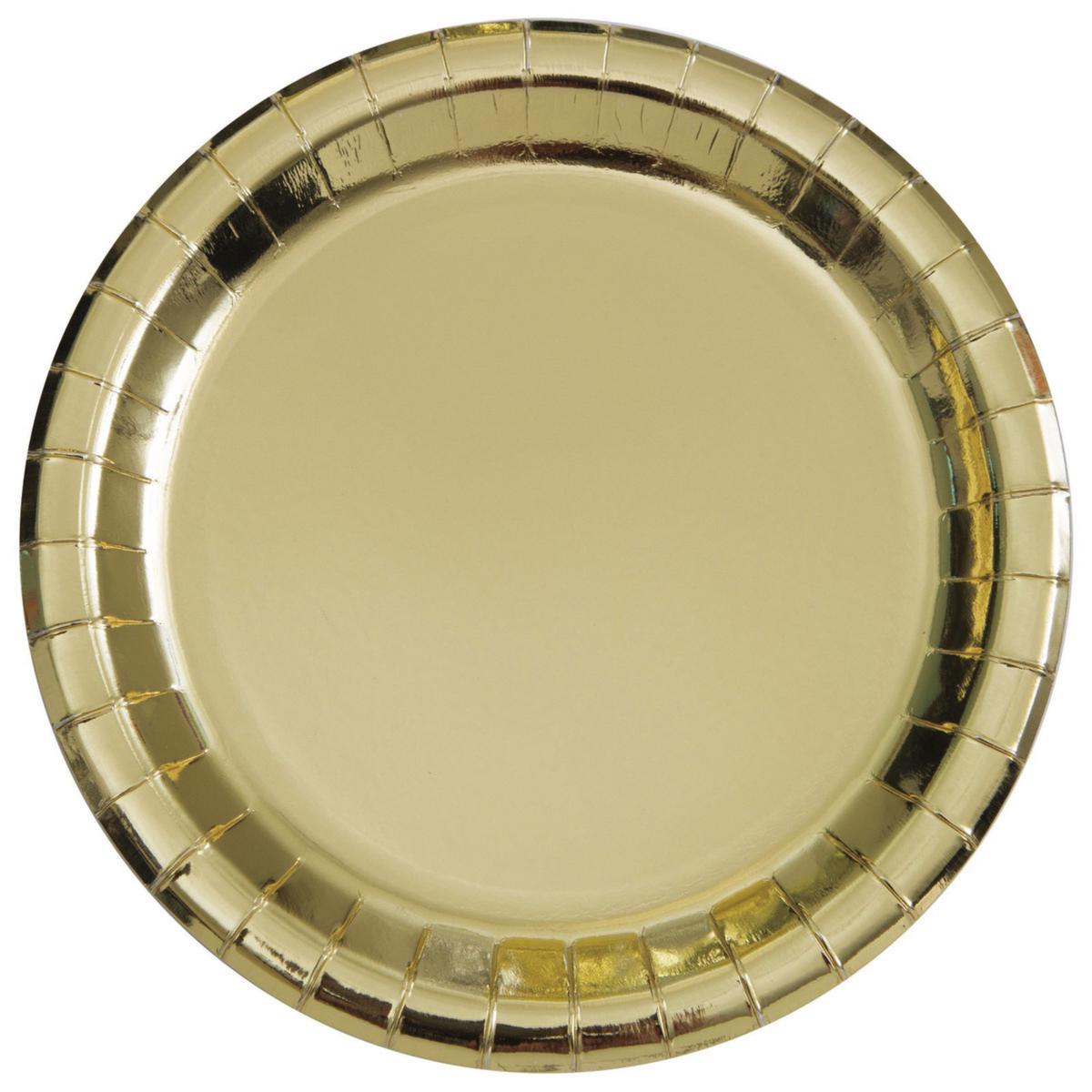 Gold Foil 23cm Round Paper Plates 8pk