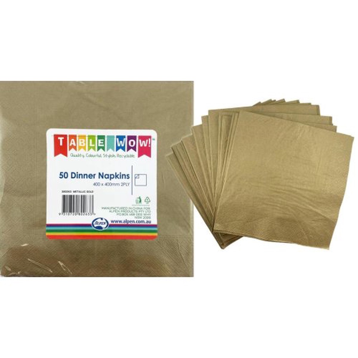 Metallic Gold Dinner Napkin 40x40cm 2ply P50