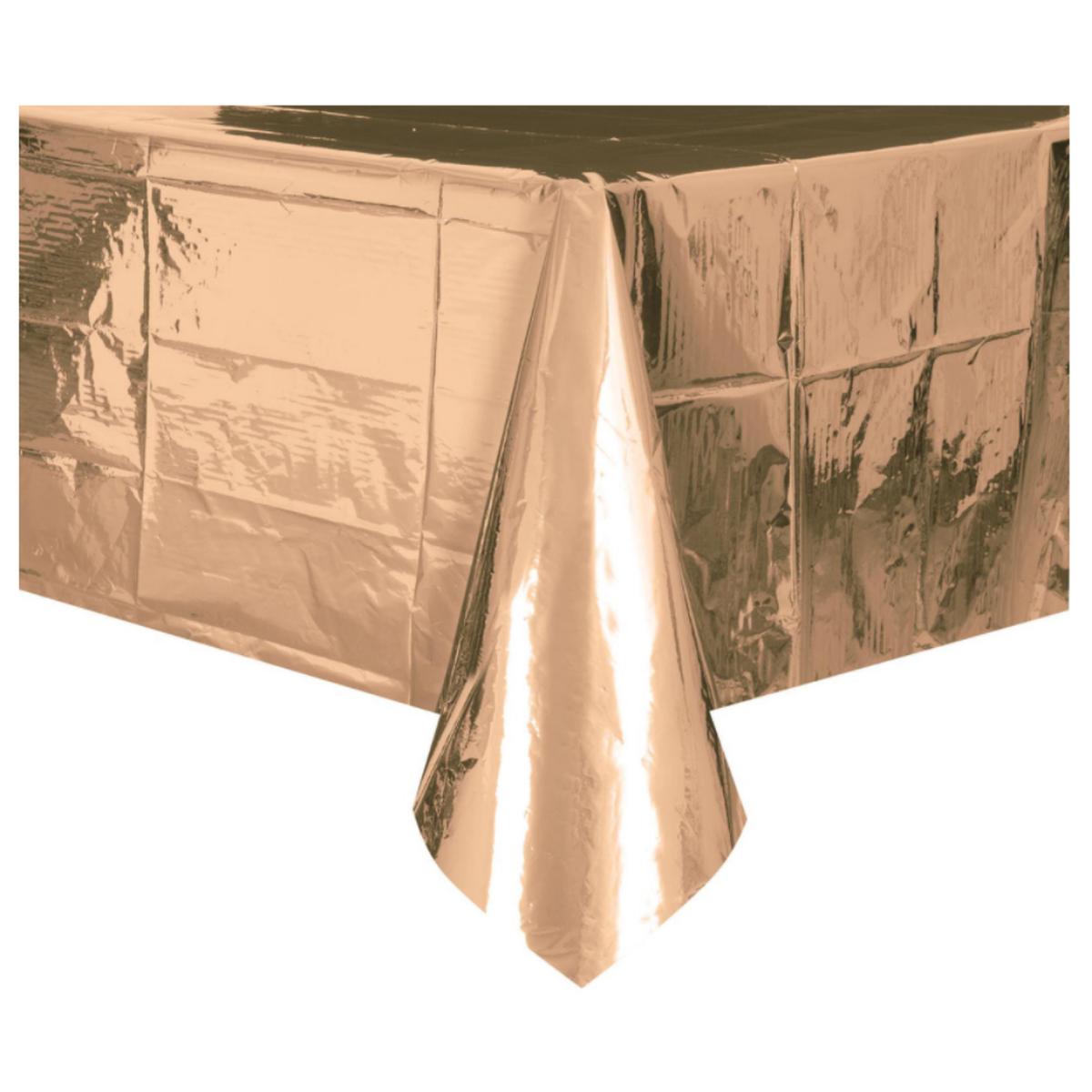 Metallic Rose Gold Plastic Tablecover Rectangle 137cm x 274cm