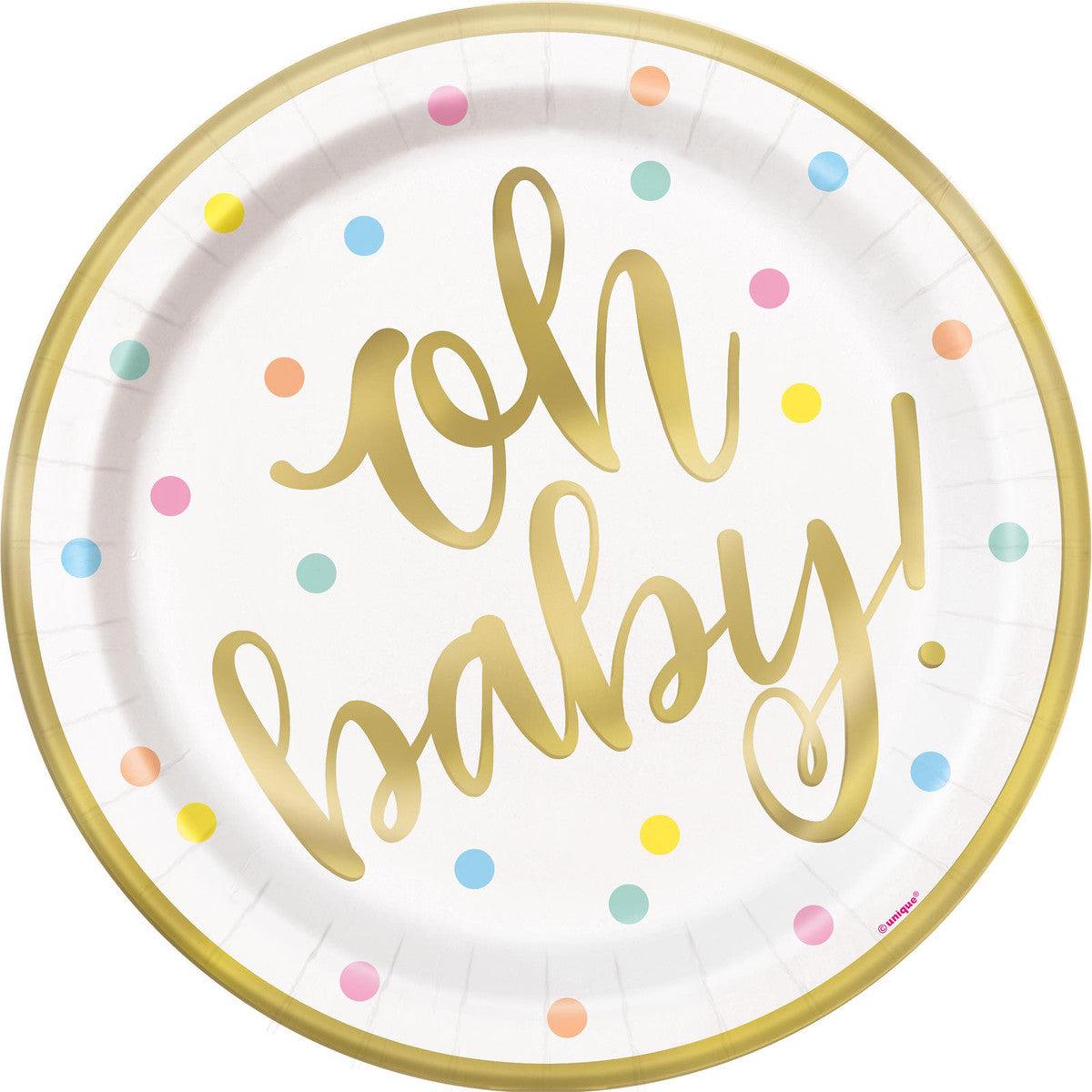 Oh Baby 23cm Foil Stamped Paper Plates 8pk