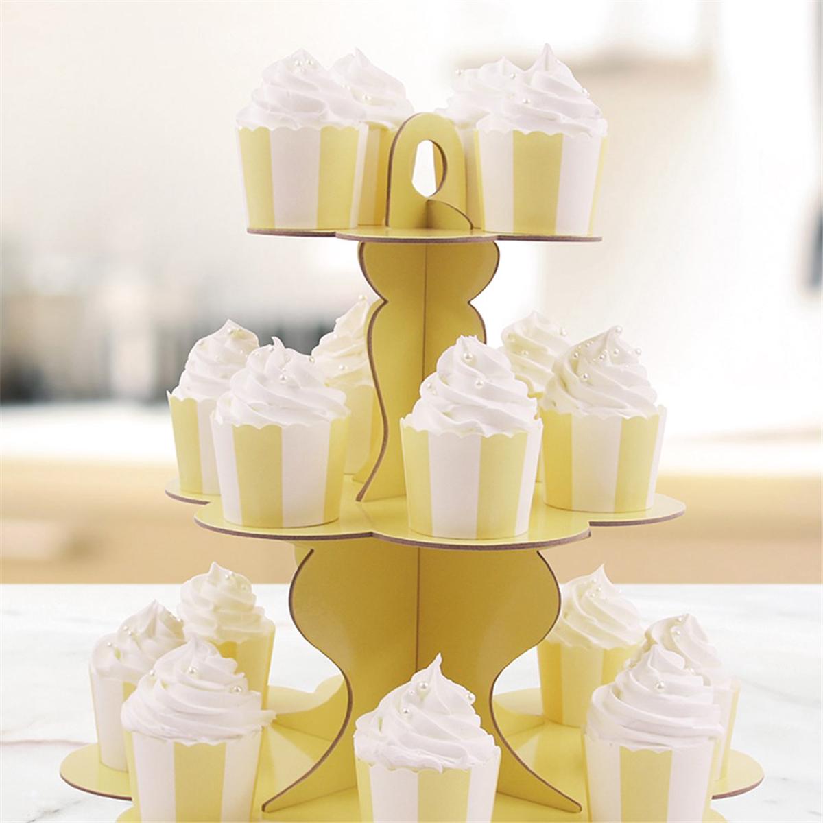 Paper Cake Stand 3 Tier Yellow