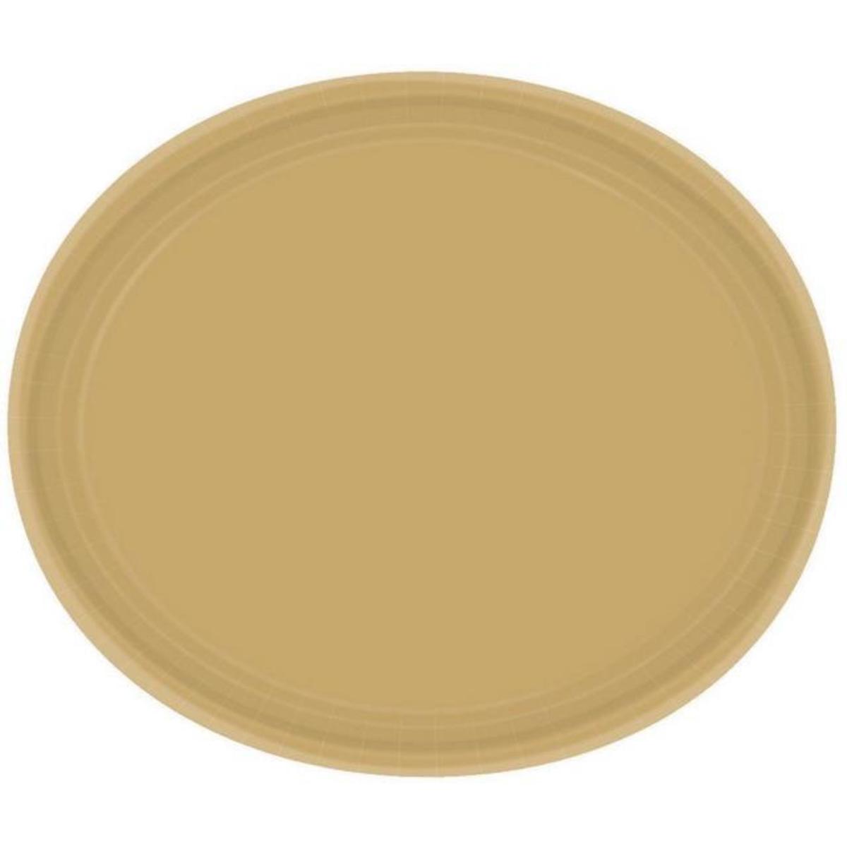 Paper Plates Oval Gold 30cm 20pk