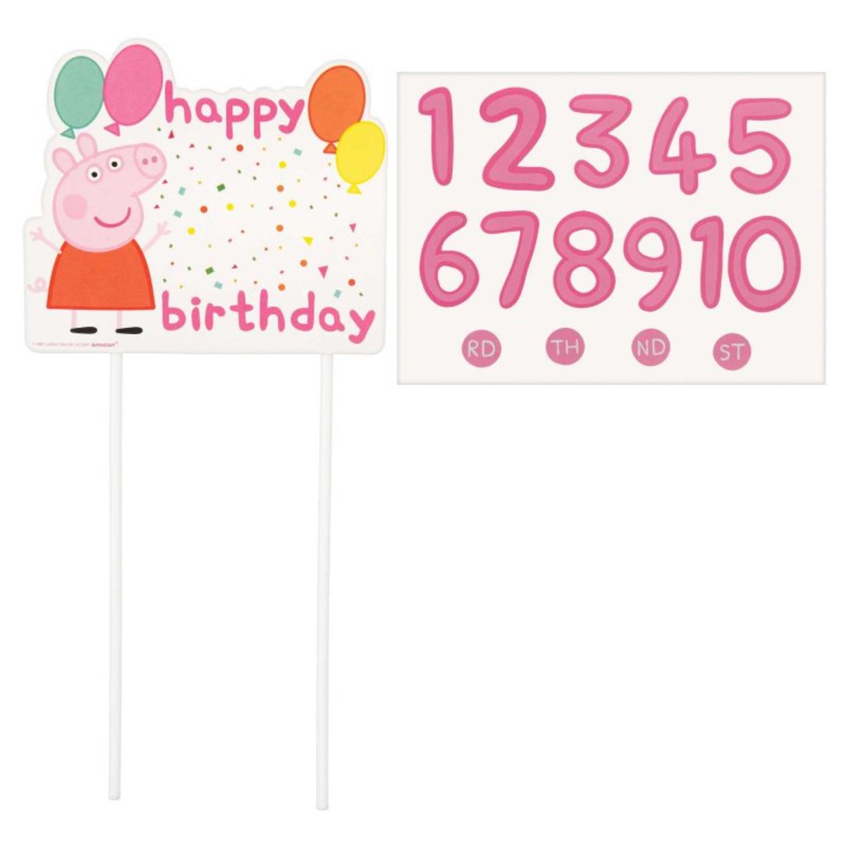 Peppa Pig Confetti Party Customizable Cake Topper Pick 2Pk