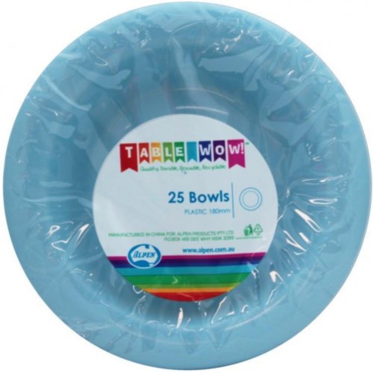 Reusable Bowl 18cm Light Blue 20Pk