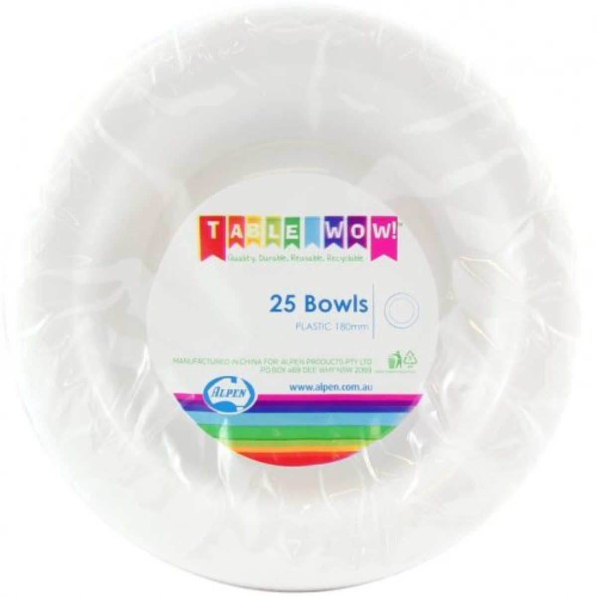 Reusable Bowl 18cm White 20Pk
