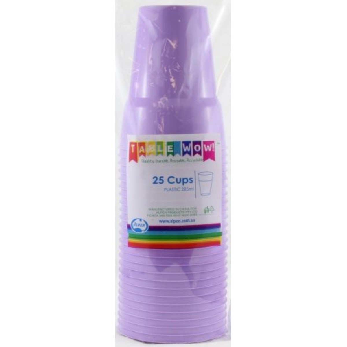 Reusable Cup 285ml Lavender 20Pk