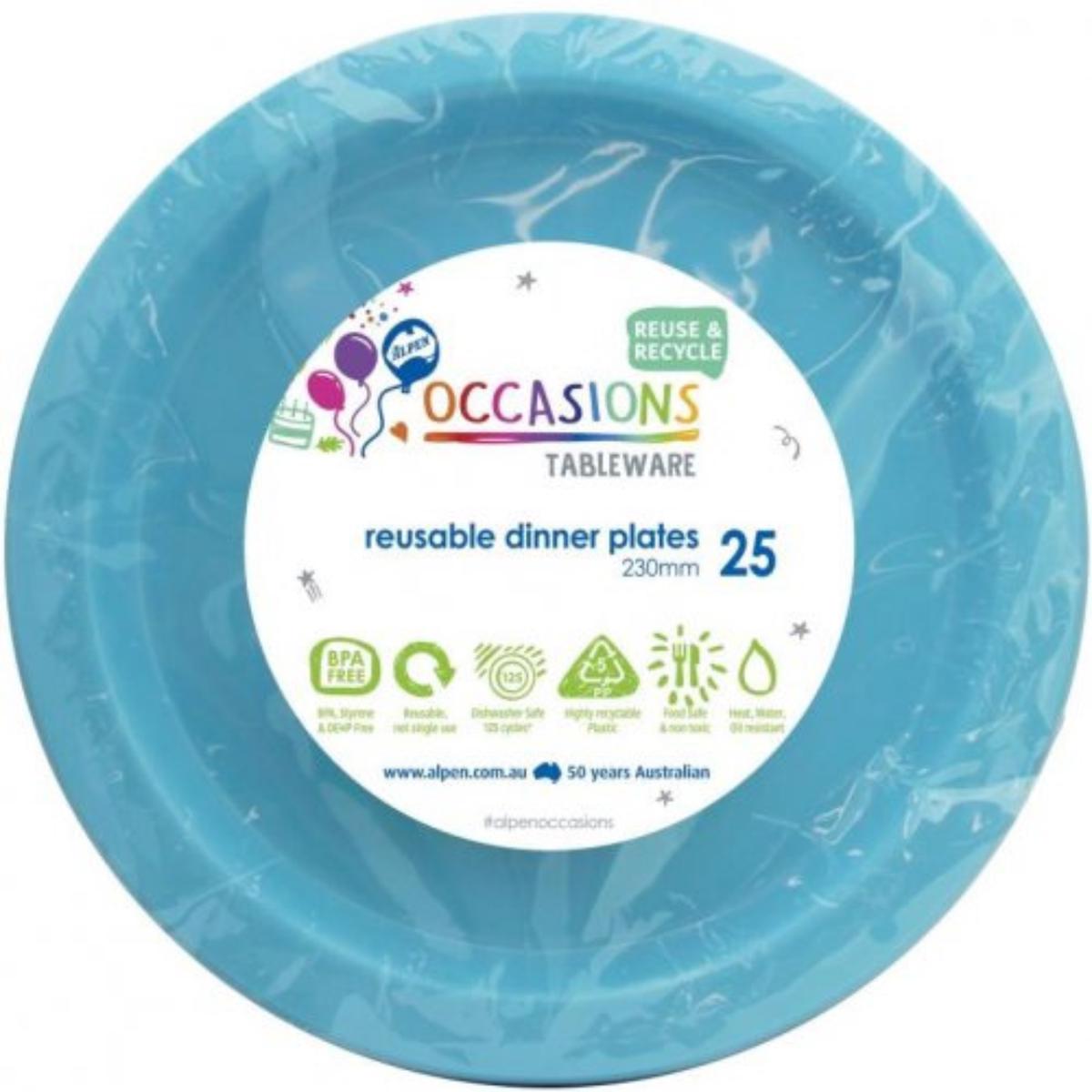 Reusable Dinner Plate 23cm Light Blue 20Pk