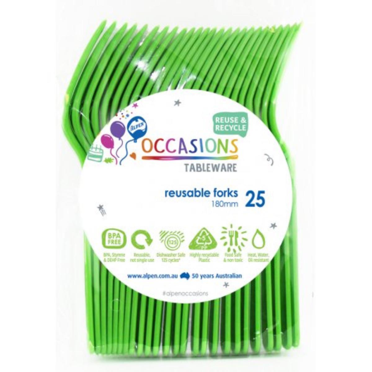 Reusable Forks Lime 18cm 25pk