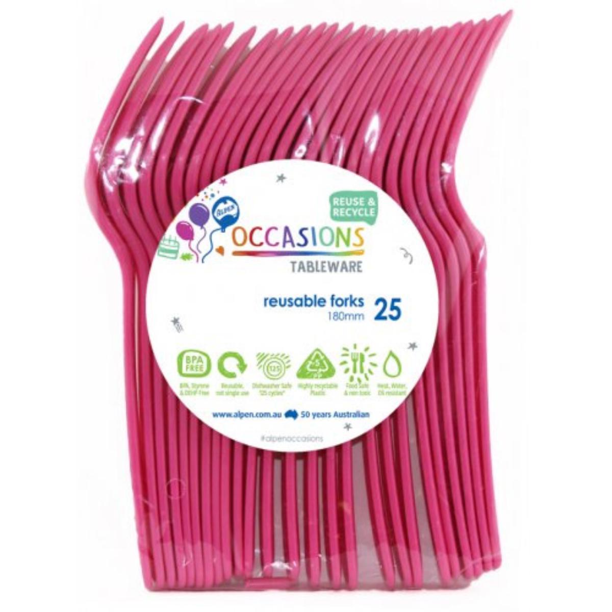 Reusable Forks Magenta 18cm 20Pk