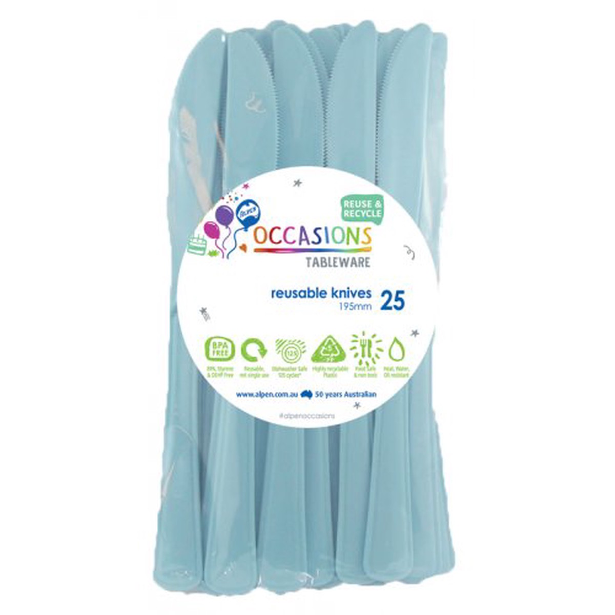 Reusable Knives Light Blue 20Pk
