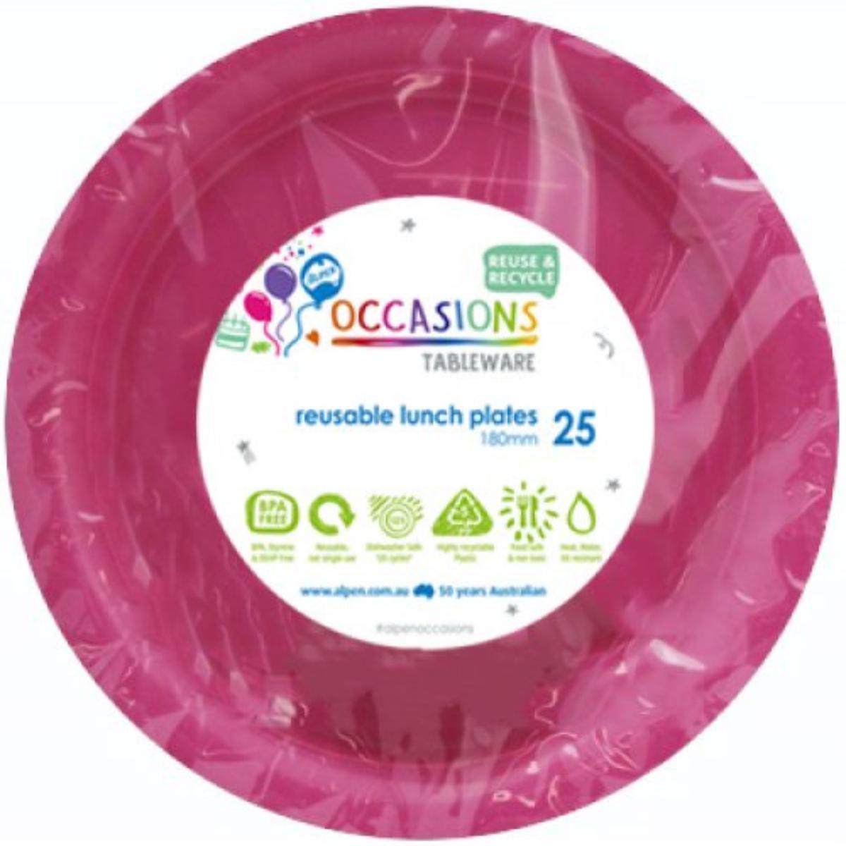 Reusable Lunch Plate 18cm Magenta 20Pk
