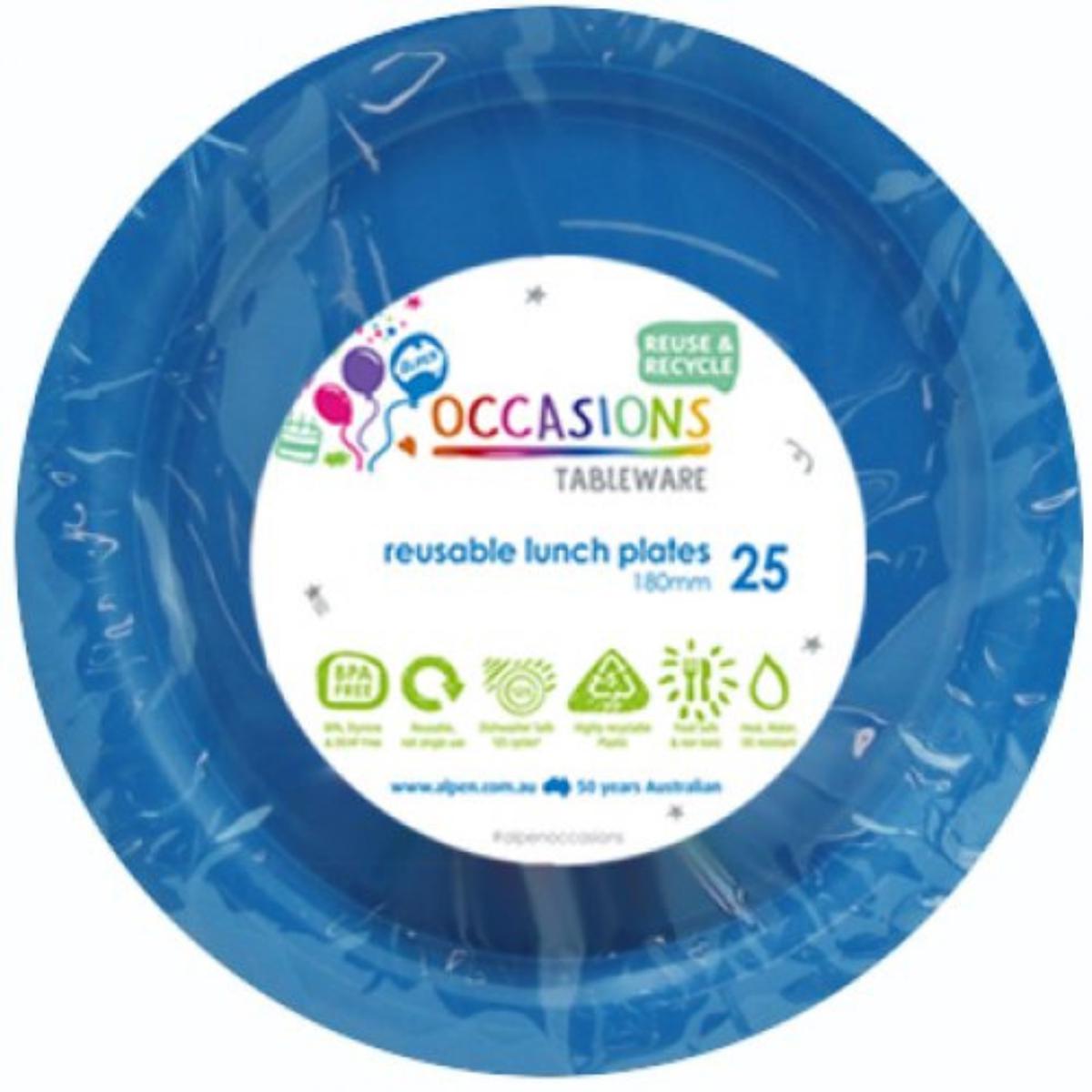 Reusable Lunch Plate 18cm Royal Blue 20Pk
