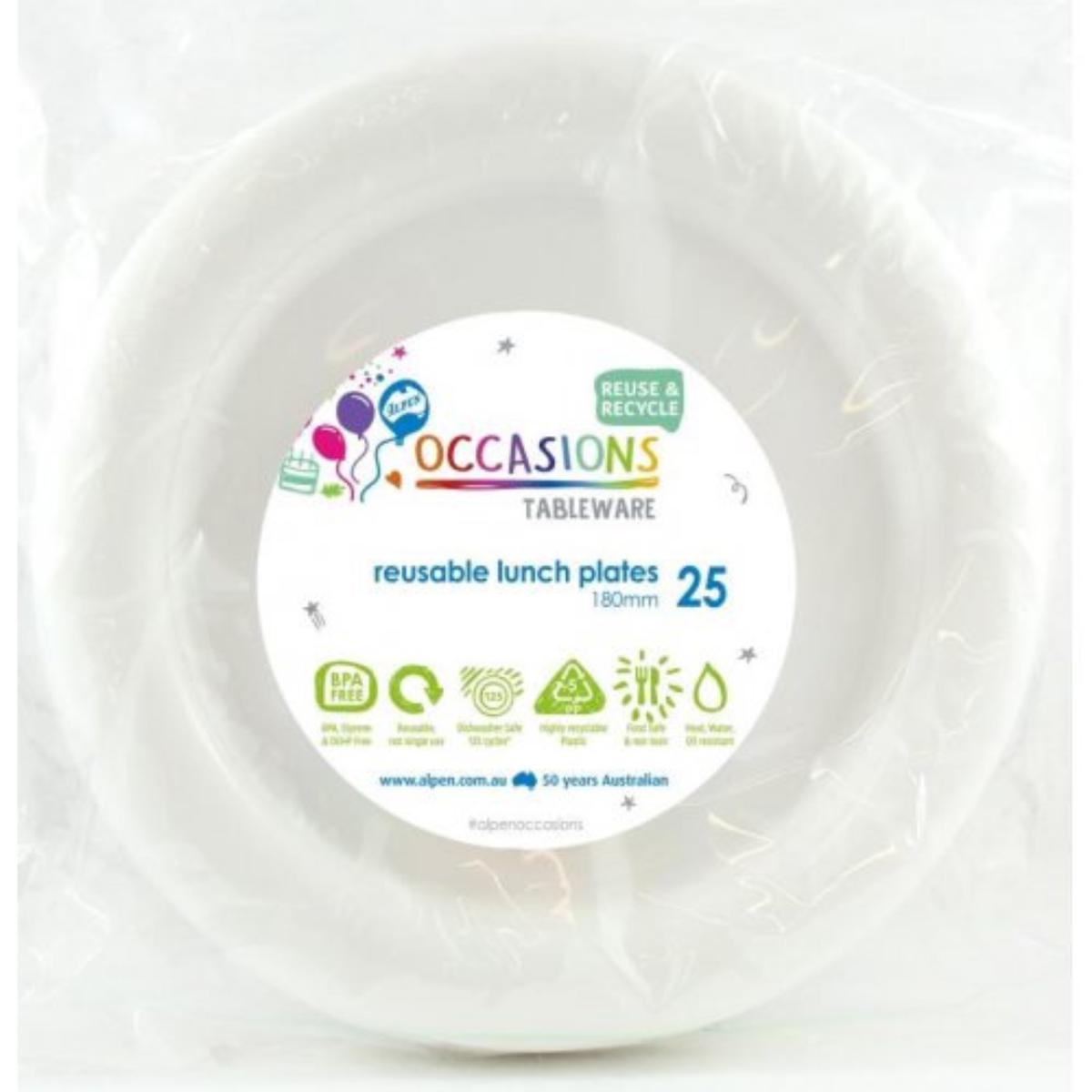Reusable Lunch Plate 18cm White 20Pk