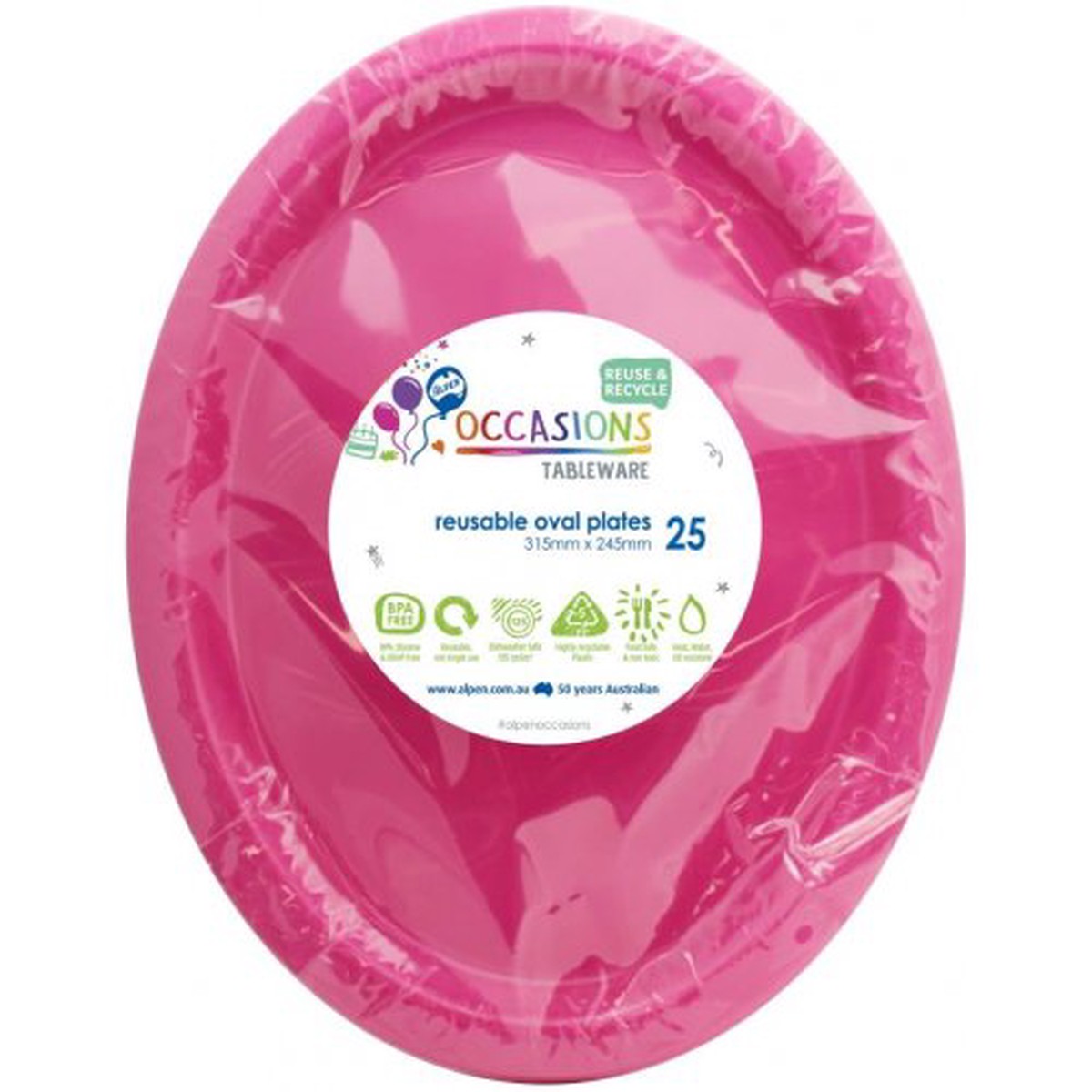 Reusable Oval Plate Magenta 31.5cm 20Pk
