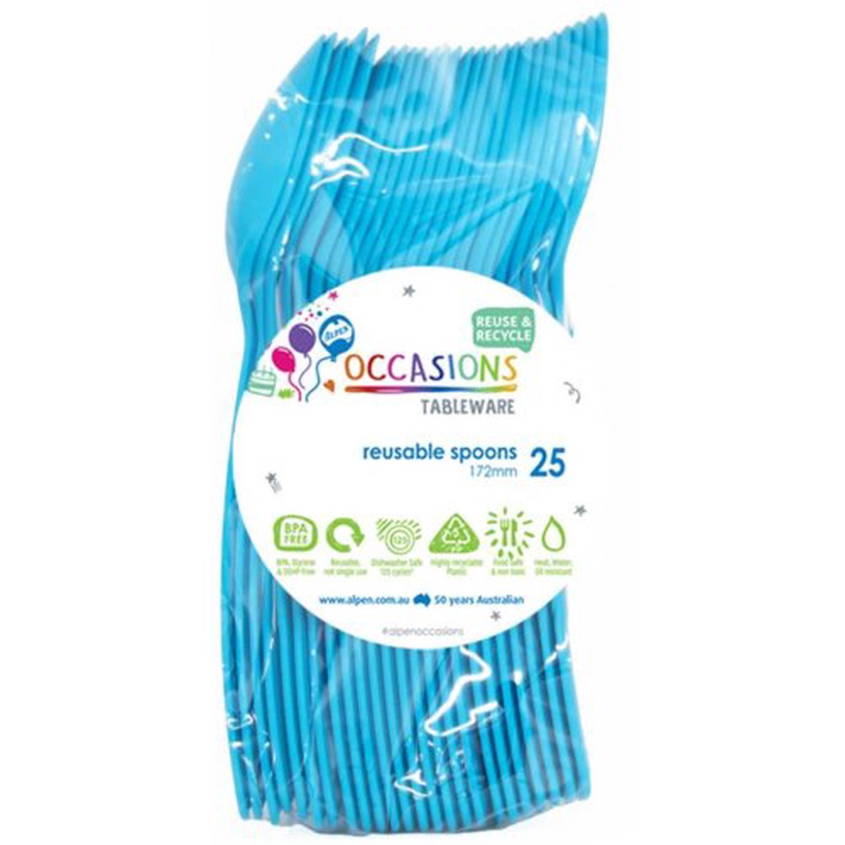 Reusable Spoons Azure Blue 20Pk