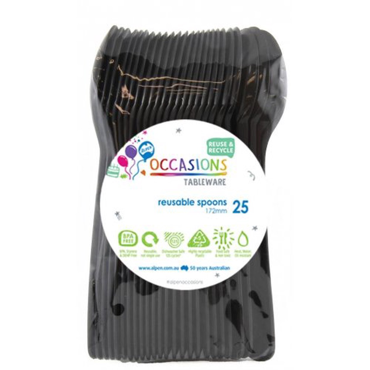 Reusable Spoons Black 20Pk