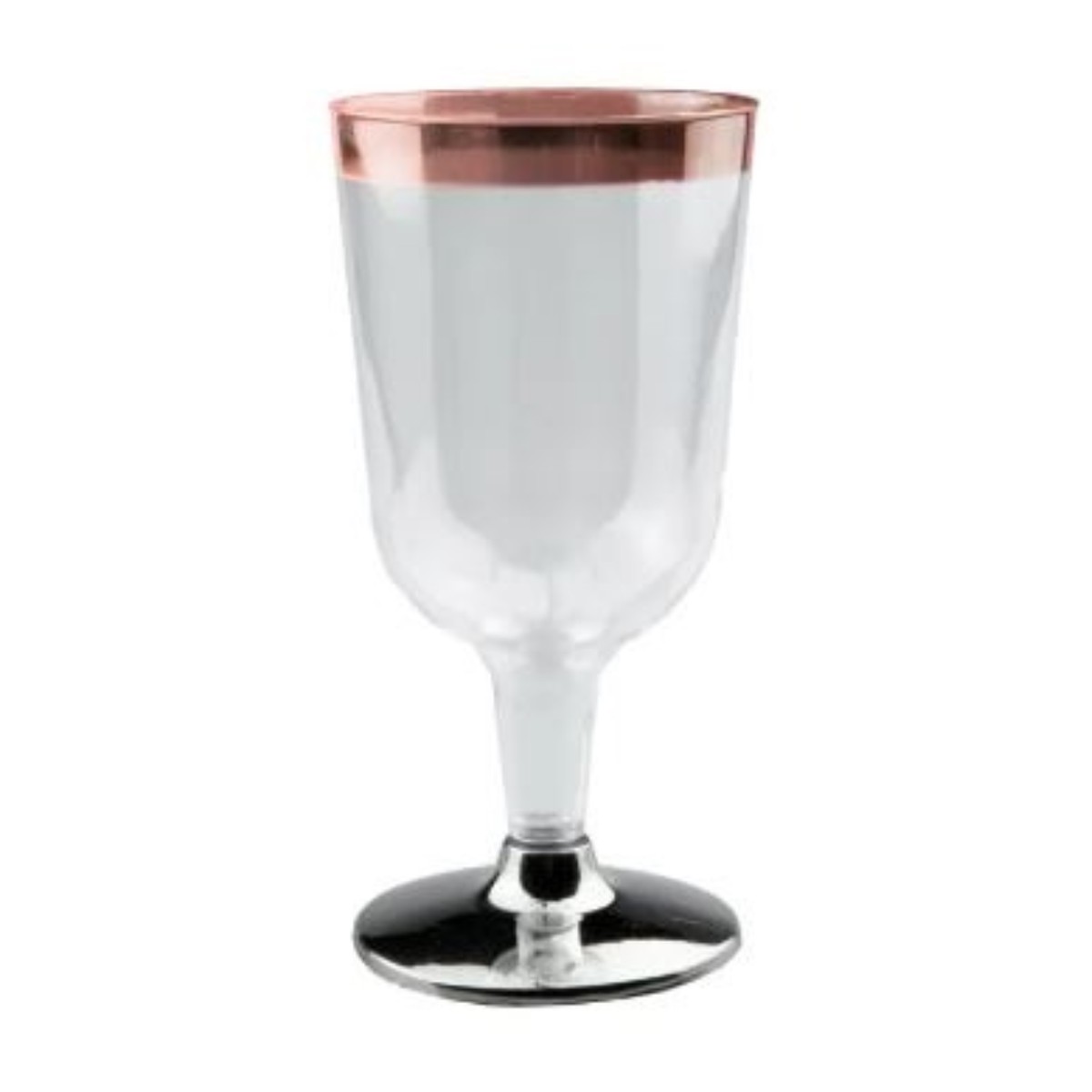 Wine Glass With Rose Gold Rim Clear Base 210ml Pk6