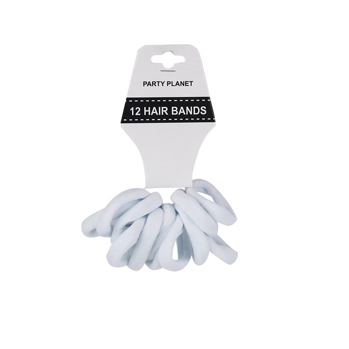 12PK ELASTIC HAIR BANDS-WHITE