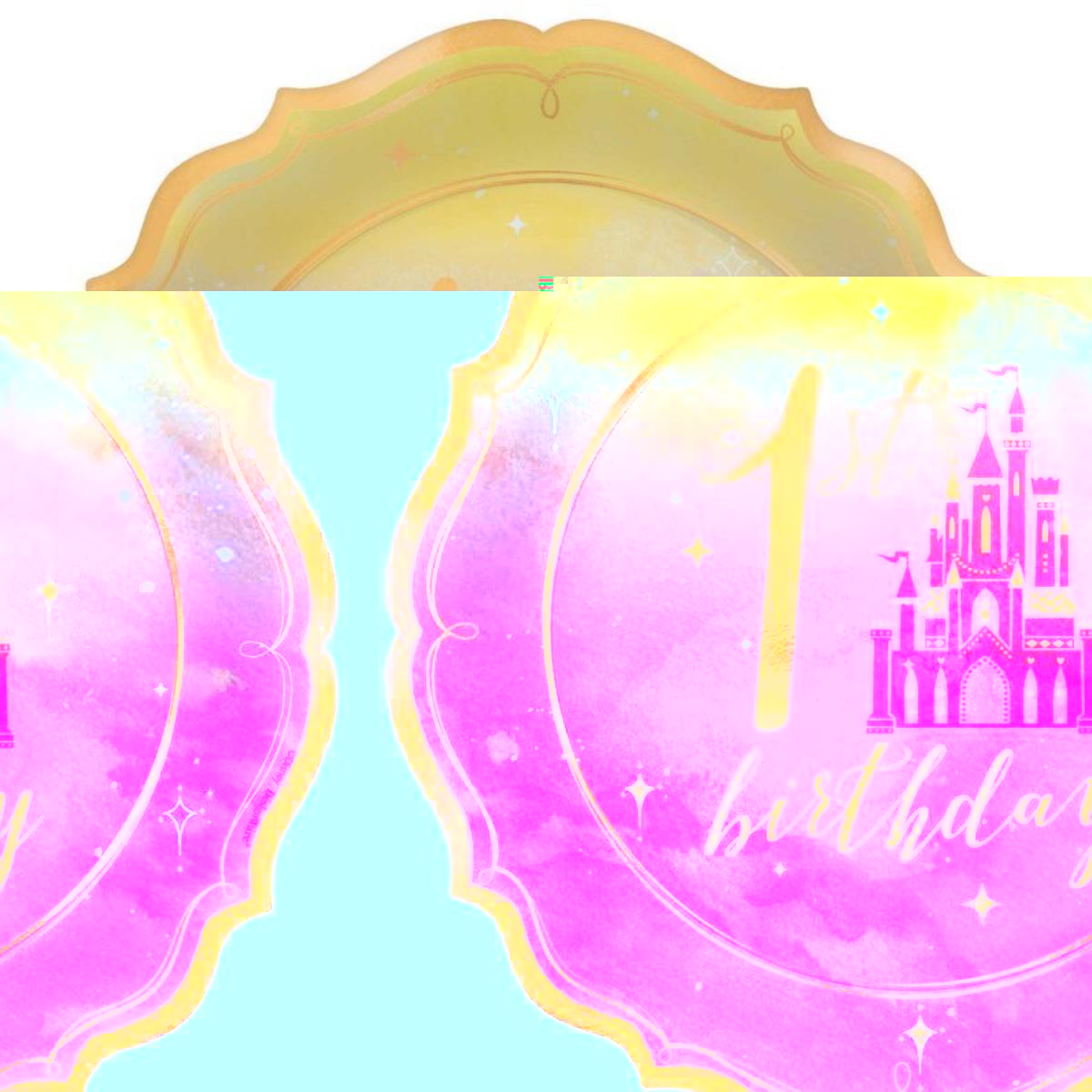 Disney Princess Once Upon A Time 1st Birthday 17cm Metallic Shaped Paper Plates 8pk